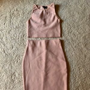Fashion nova baby pink body con skirt set!